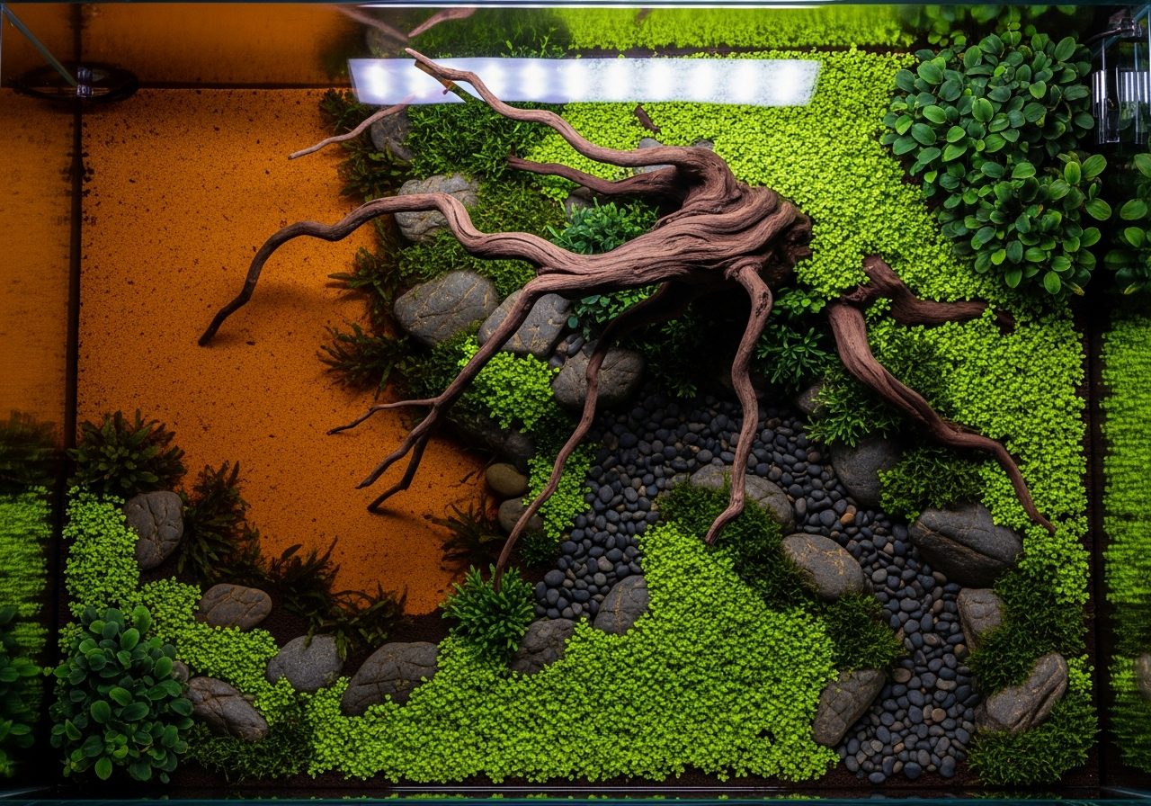 Overhead aquascape layout