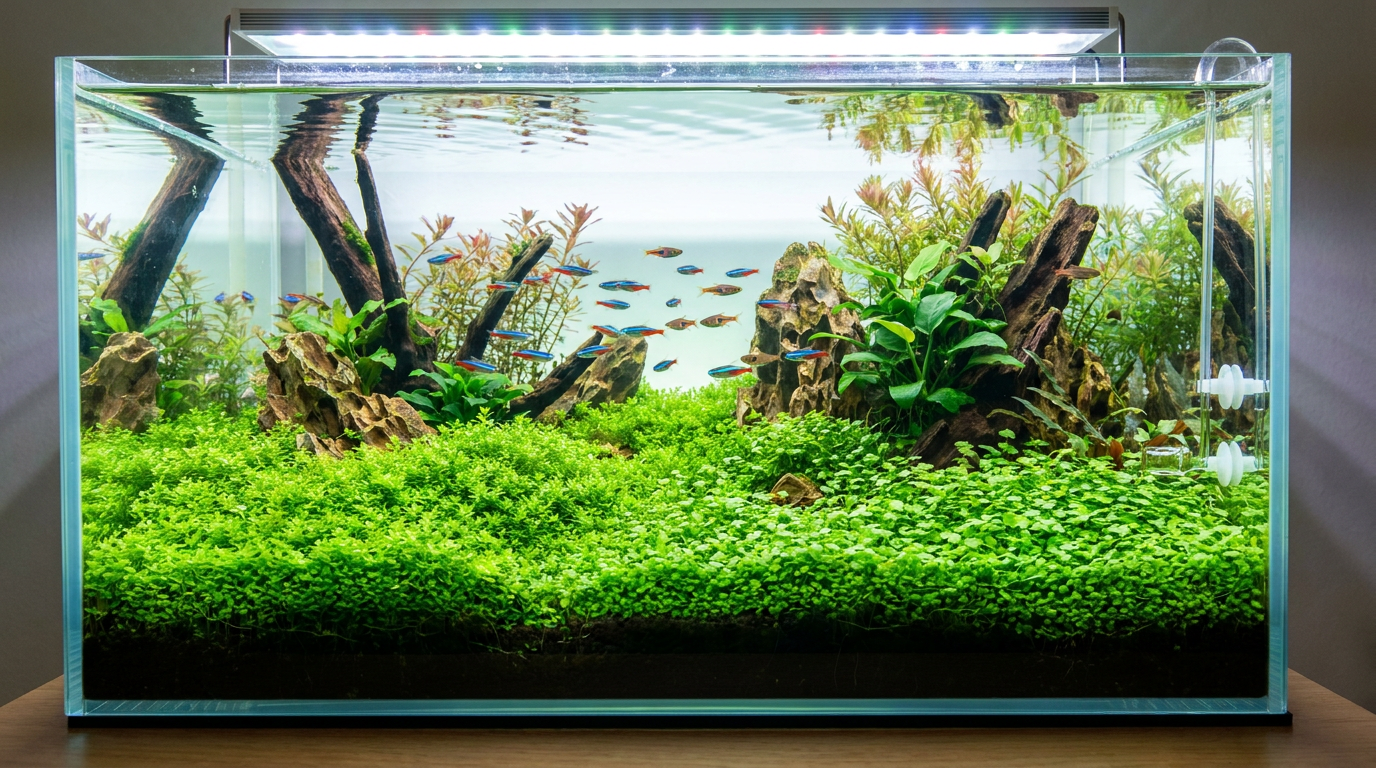 carpet plants no co2 - green low-tech carpet in a planted aquarium